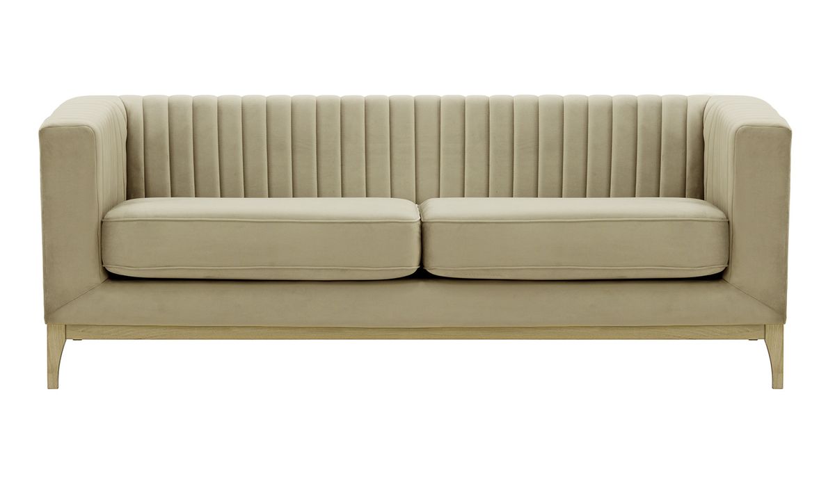 Canapé trois places Slender Wood, beige - Velluto 3, Couleur des pieds: Noir wax