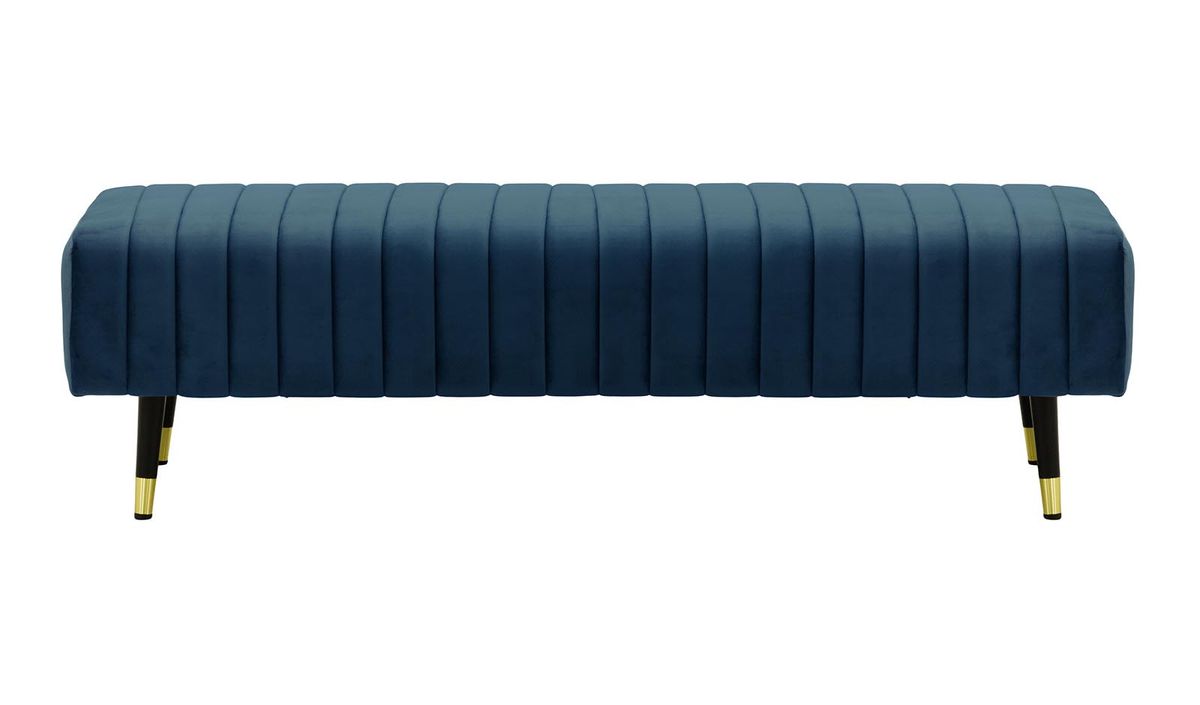 Pouf Slender avec coutures décoratives, bleu - Velluto 11