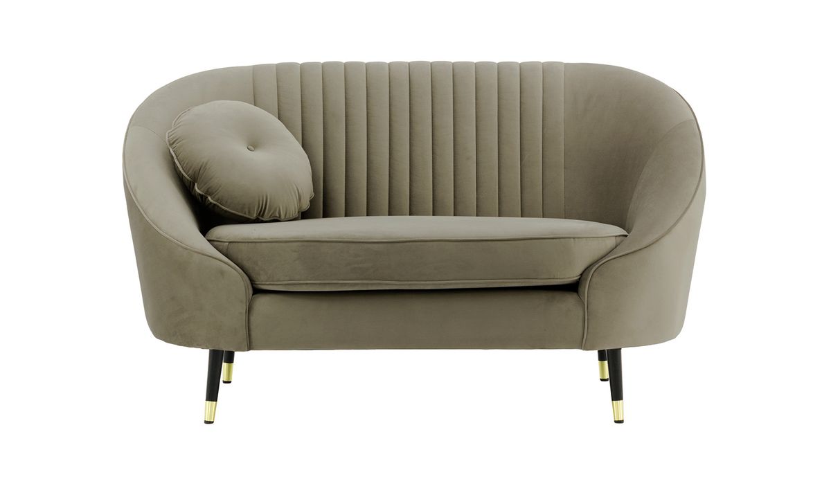 Fauteuil Kooper avec couture, gris éléphant - Velluto 17, Couleur des pieds: Noir avec pourtour doré