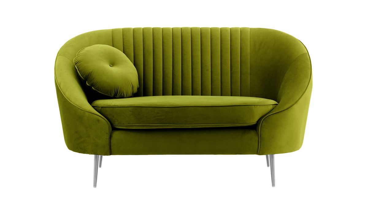 Fauteuil Kooper avec couture, olive - Velluto 9, Couleur des pieds: Métal chromé
