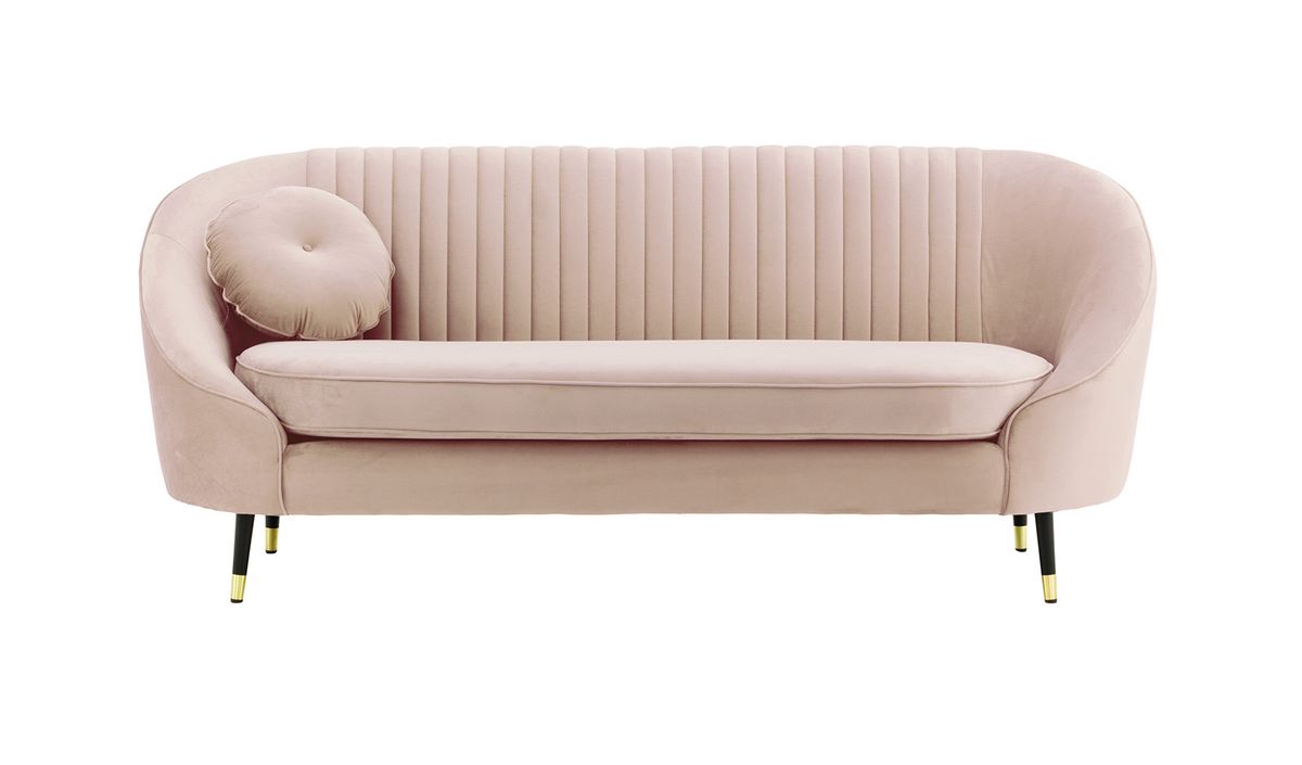 Canapé 2,5 places Kooper avec couture, lila/rose - Velluto 14, Couleur des pieds: Noir avec pourtour doré