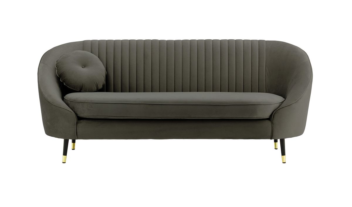 Canapé 2,5 places Kooper avec couture, graphite - Velluto 19, Couleur des pieds: Noir avec pourtour doré