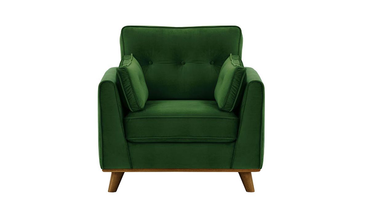 Fauteuil Farrow, vert foncé - Velluto 10, Couleur des pieds: Chêne foncé