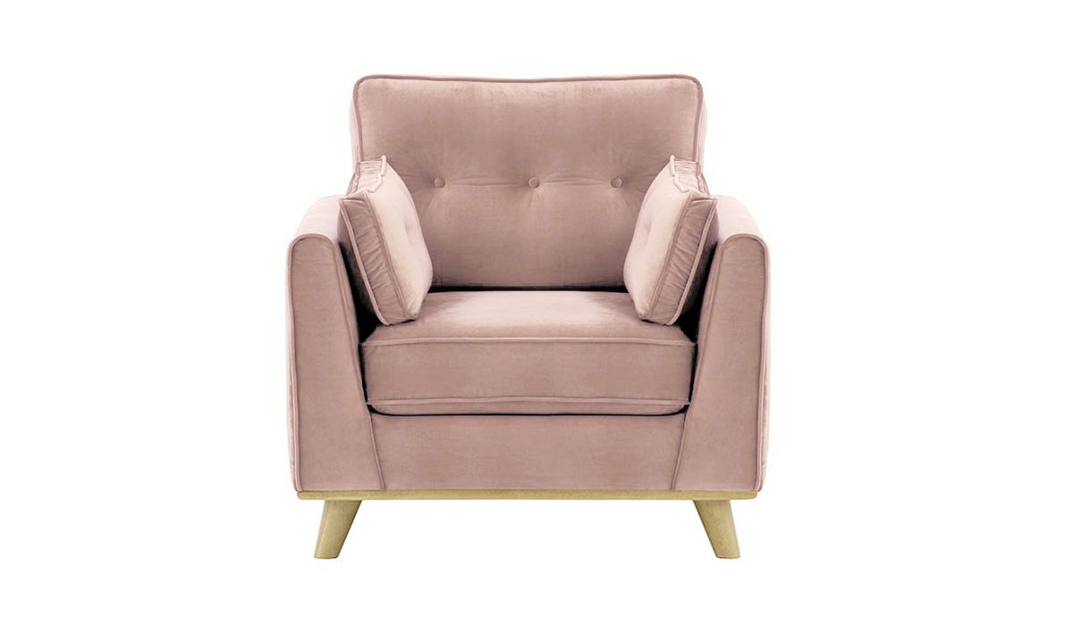 Fauteuil Farrow, lila/rose - Velluto 14, Couleur des pieds: Noir wax