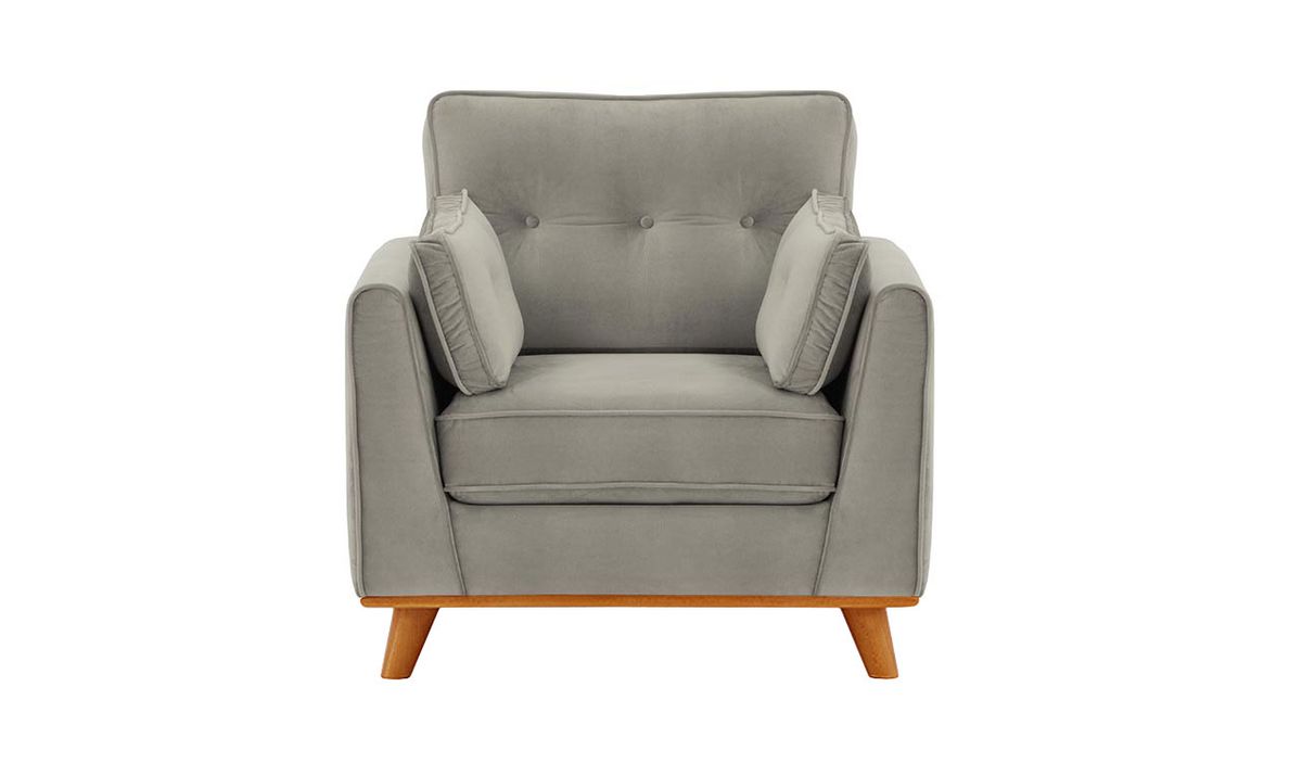 Fauteuil Farrow, gris clair - Velluto 15, Couleur des pieds: aveo