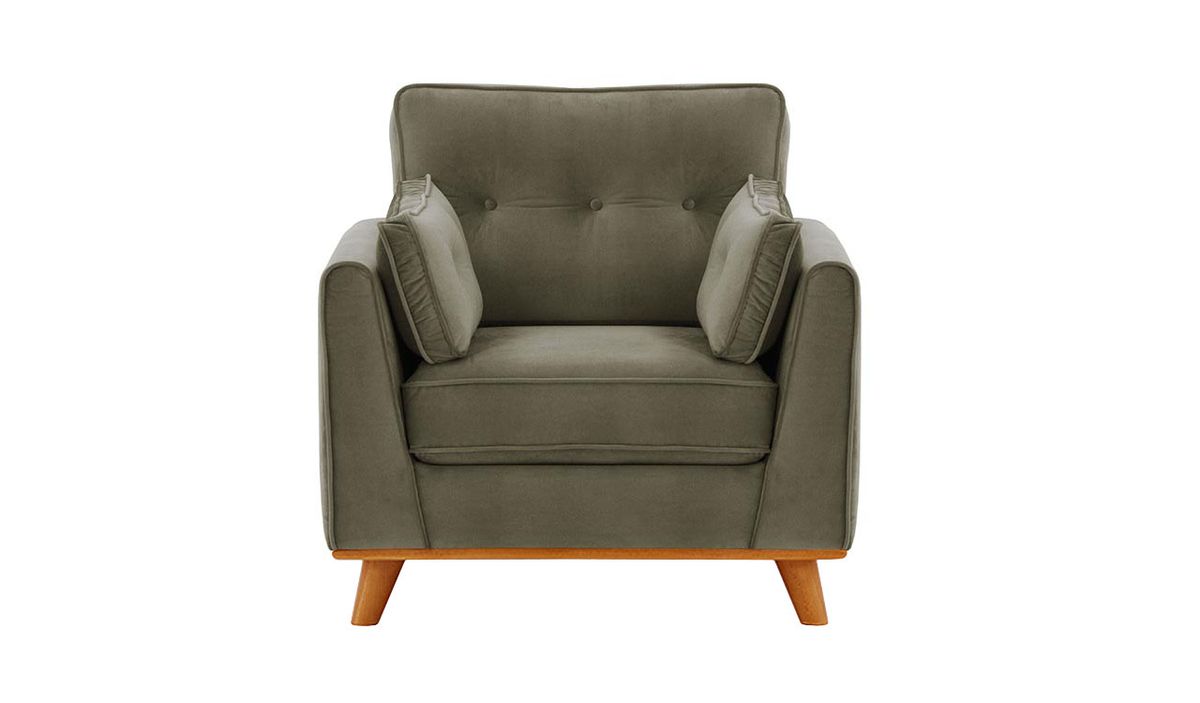 Fauteuil Farrow, gris éléphant - Velluto 17, Couleur des pieds: aveo