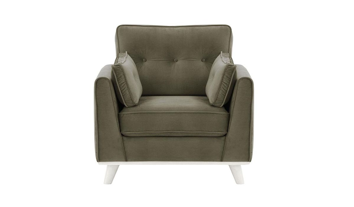 Fauteuil Farrow, gris éléphant - Velluto 17, Couleur des pieds: Blanc