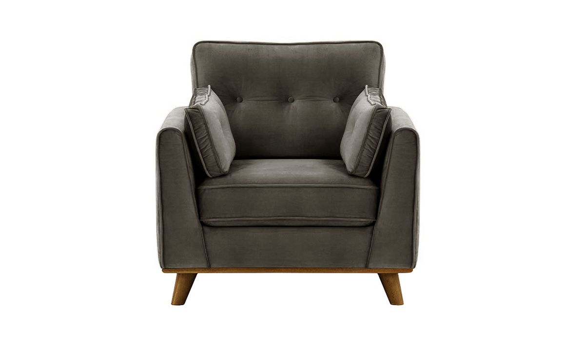 Fauteuil Farrow, graphite - Velluto 19, Couleur des pieds: Chêne foncé