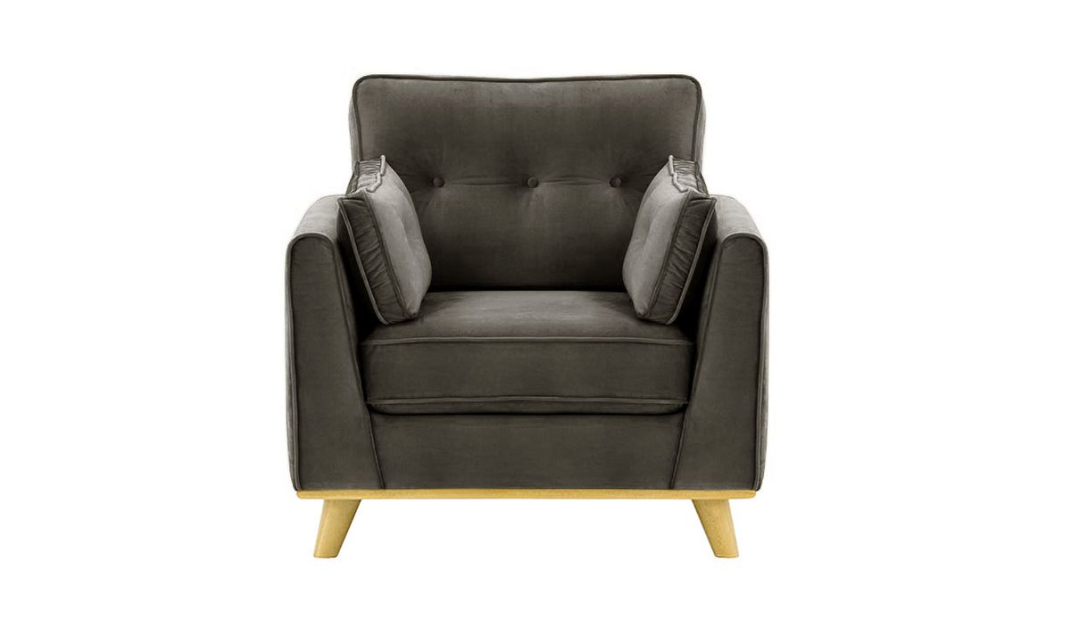 Fauteuil Farrow, graphite - Velluto 19, Couleur des pieds: Chêne clair