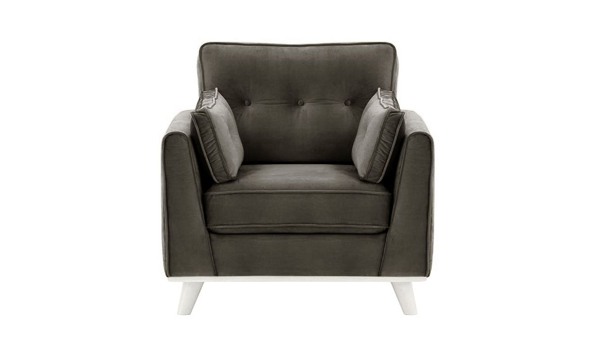 Fauteuil Farrow, graphite - Velluto 19, Couleur des pieds: Blanc