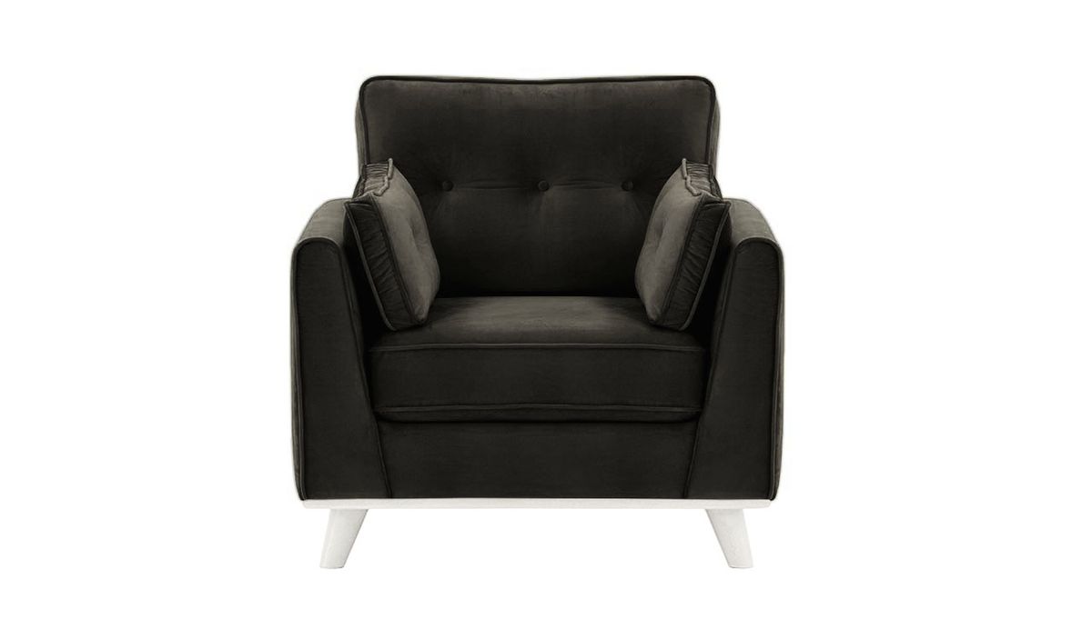Fauteuil Farrow, noir - Velluto 20, Couleur des pieds: Blanc