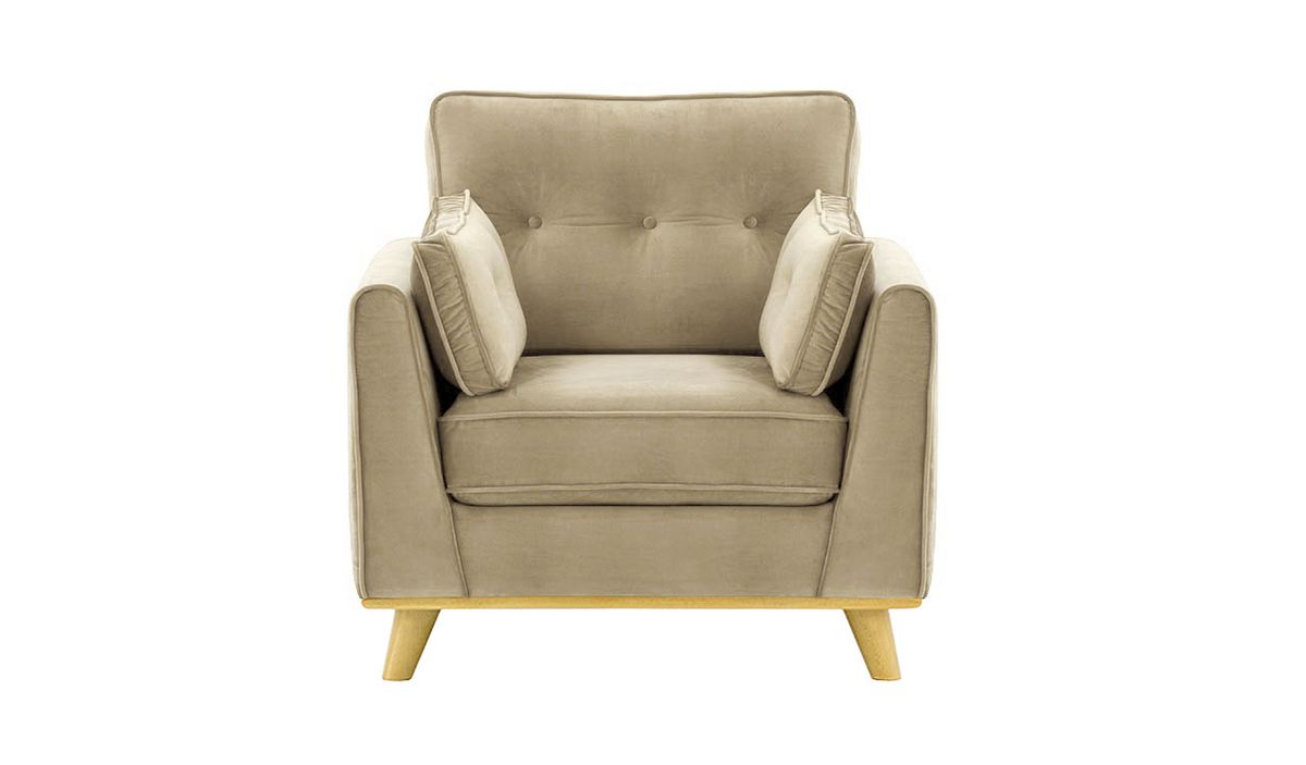 Fauteuil Farrow, beige - Velluto 3, Couleur des pieds: Chêne clair