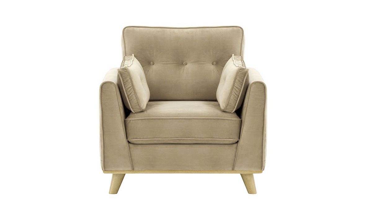 Fauteuil Farrow, beige - Velluto 3, Couleur des pieds: Noir wax