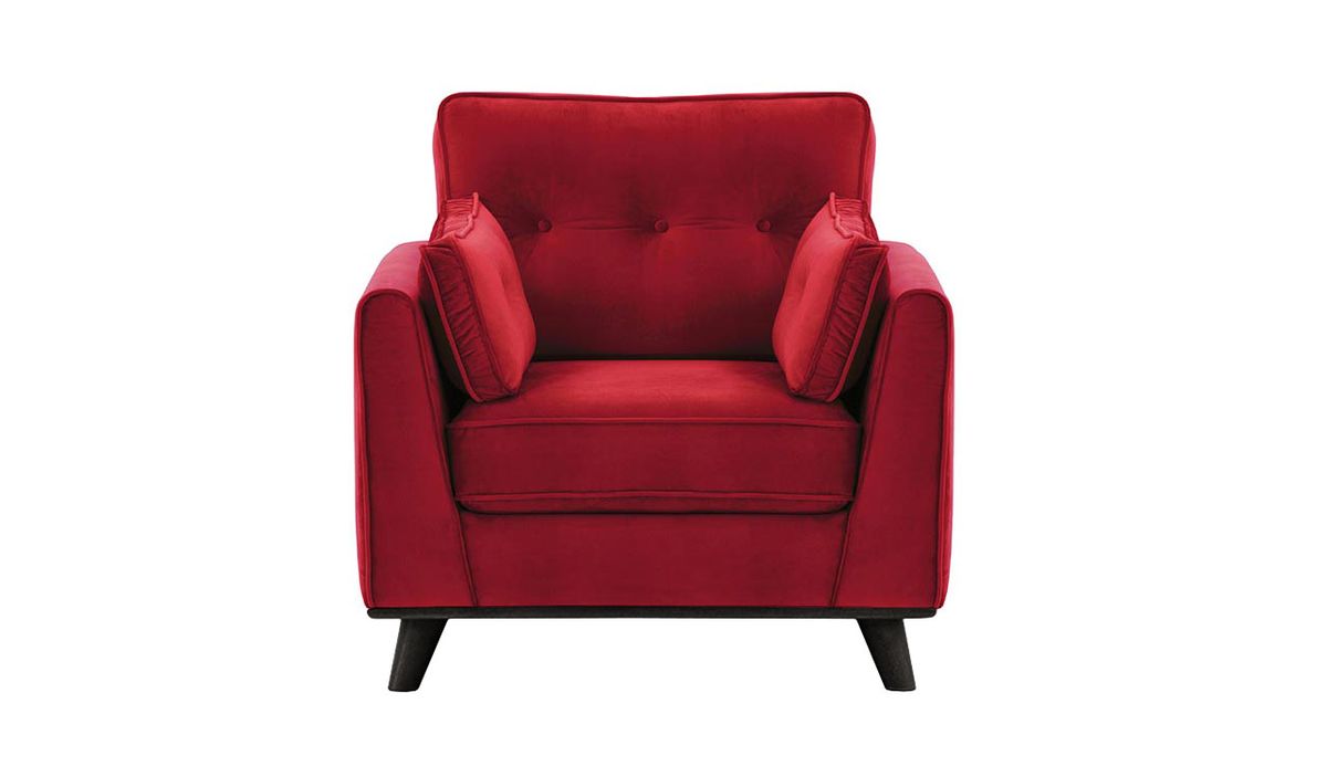 Fauteuil Farrow, rouge - Velluto 7, Couleur des pieds: Noir