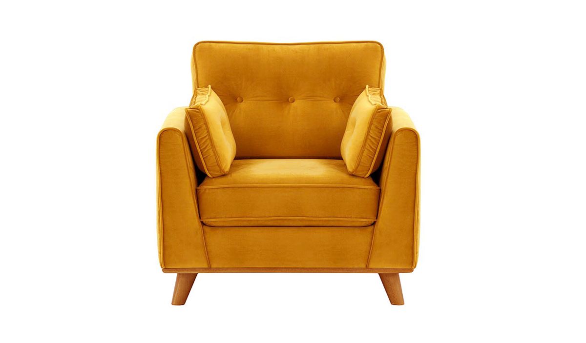 Fauteuil Farrow, moutarde - Velluto 8, Couleur des pieds: aveo