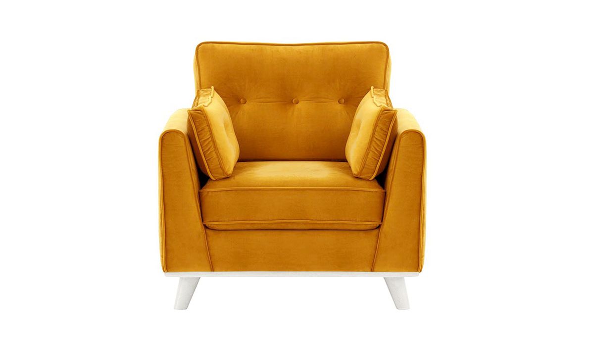 Fauteuil Farrow, moutarde - Velluto 8, Couleur des pieds: Blanc