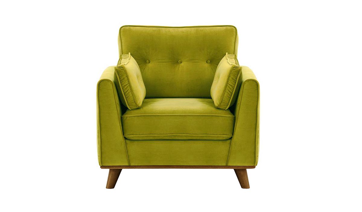 Fauteuil Farrow, olive - Velluto 9, Couleur des pieds: Chêne foncé