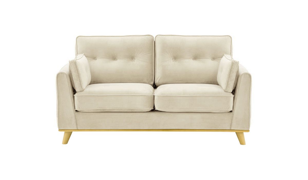 Canapé deux places Farrow, beige clair - Velluto 2, Couleur des pieds: Chêne clair