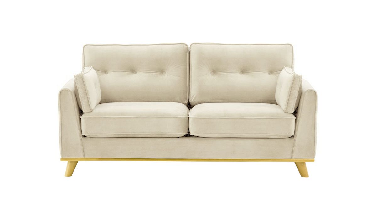 Canapé 2,5 places Farrow, beige clair - Velluto 2, Couleur des pieds: Chêne clair