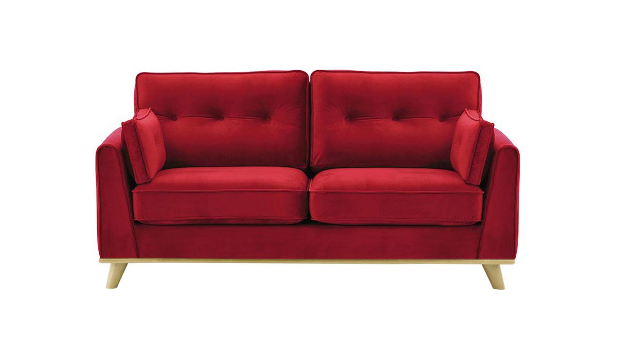 Canapé 2,5 places Farrow, rouge - Velluto 7, Couleur des pieds: Noir wax