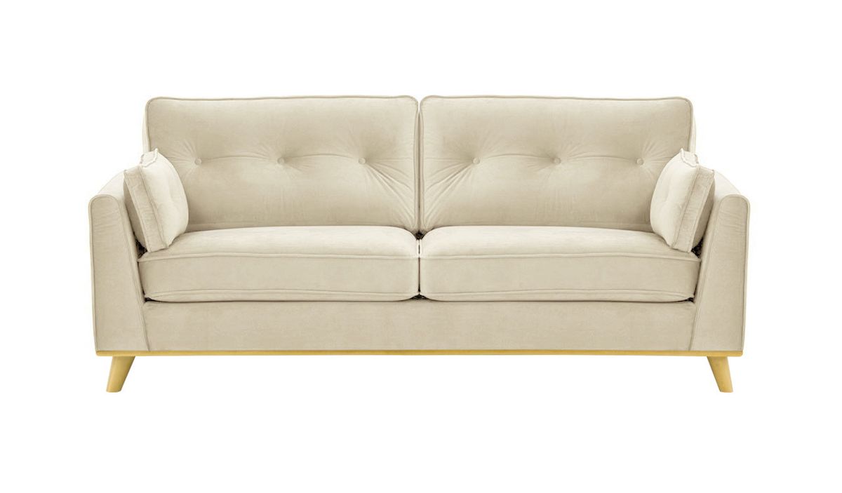 Canapé trois places Farrow, beige clair - Velluto 2, Couleur des pieds: Chêne clair