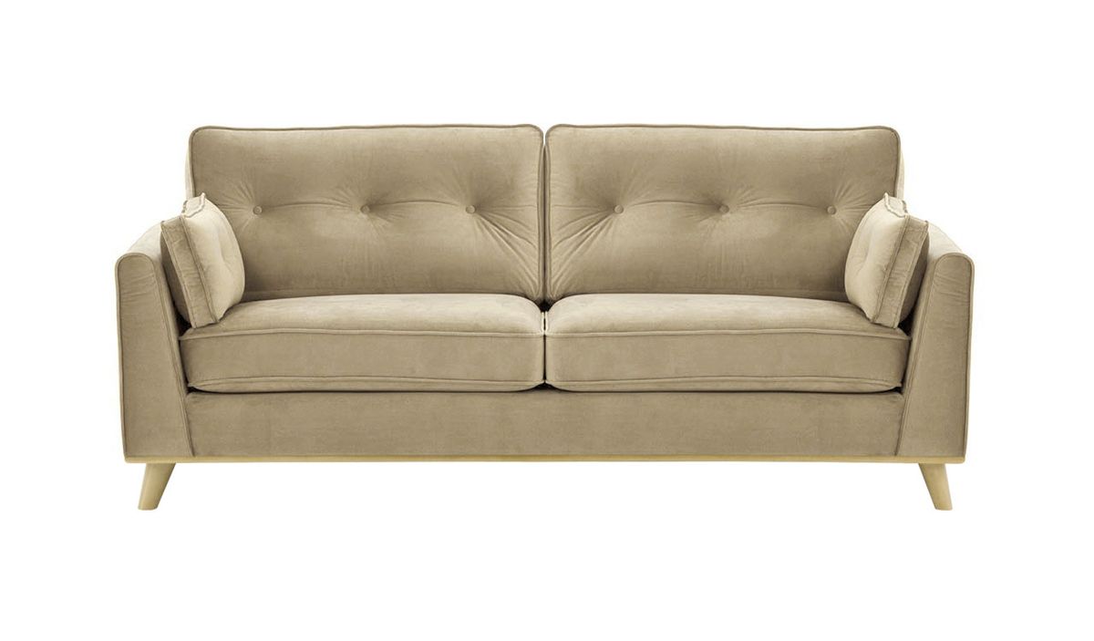 Canapé trois places Farrow, beige - Velluto 3, Couleur des pieds: Noir wax