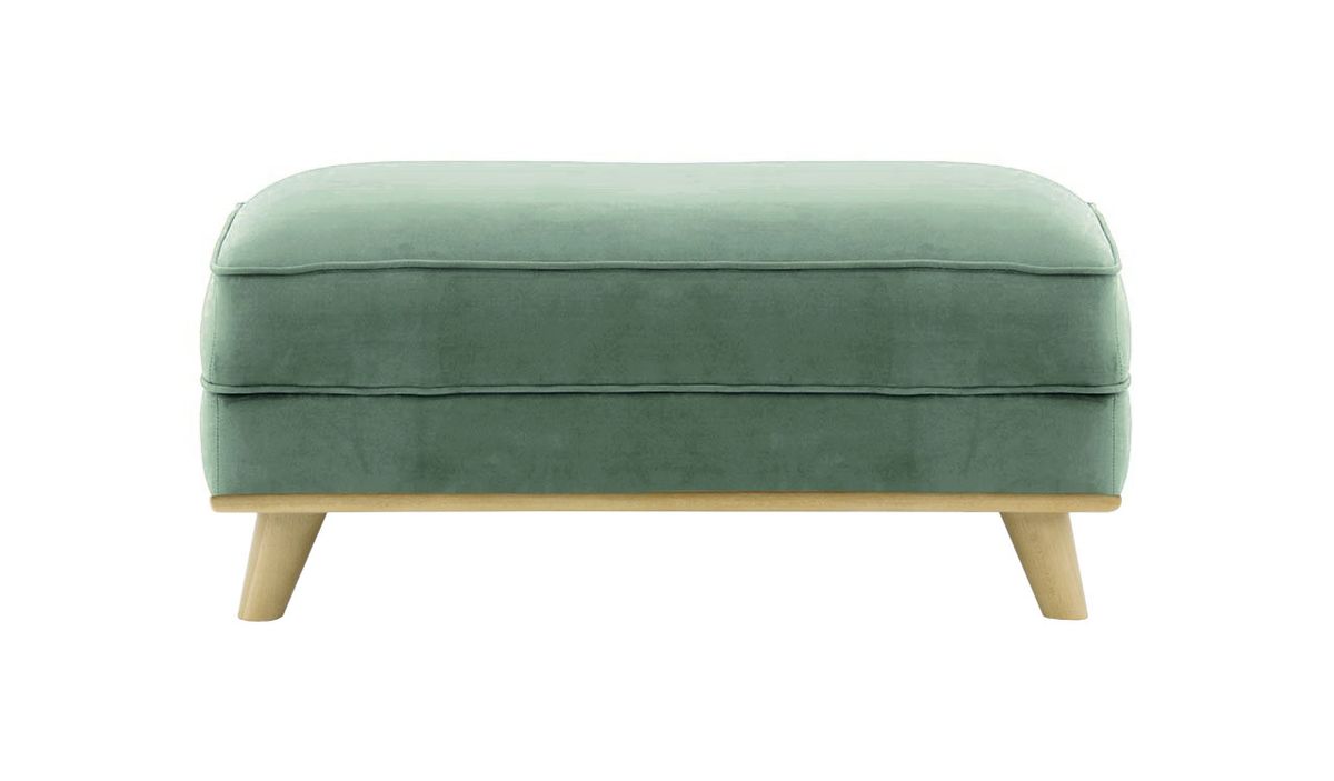 Pouf Farrow, bleu - Velluto 12, Couleur des pieds: Noir wax