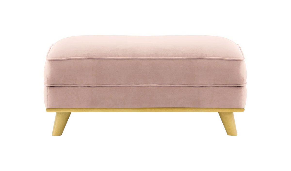 Pouf Farrow, lila/rose - Velluto 14, Couleur des pieds: Chêne clair