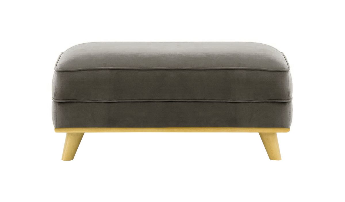 Pouf Farrow, graphite - Velluto 19, Couleur des pieds: Chêne clair