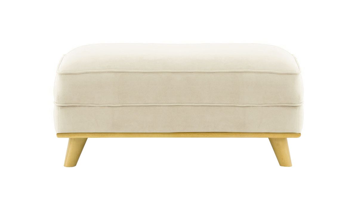 Pouf Farrow, beige clair - Velluto 2, Couleur des pieds: Chêne clair