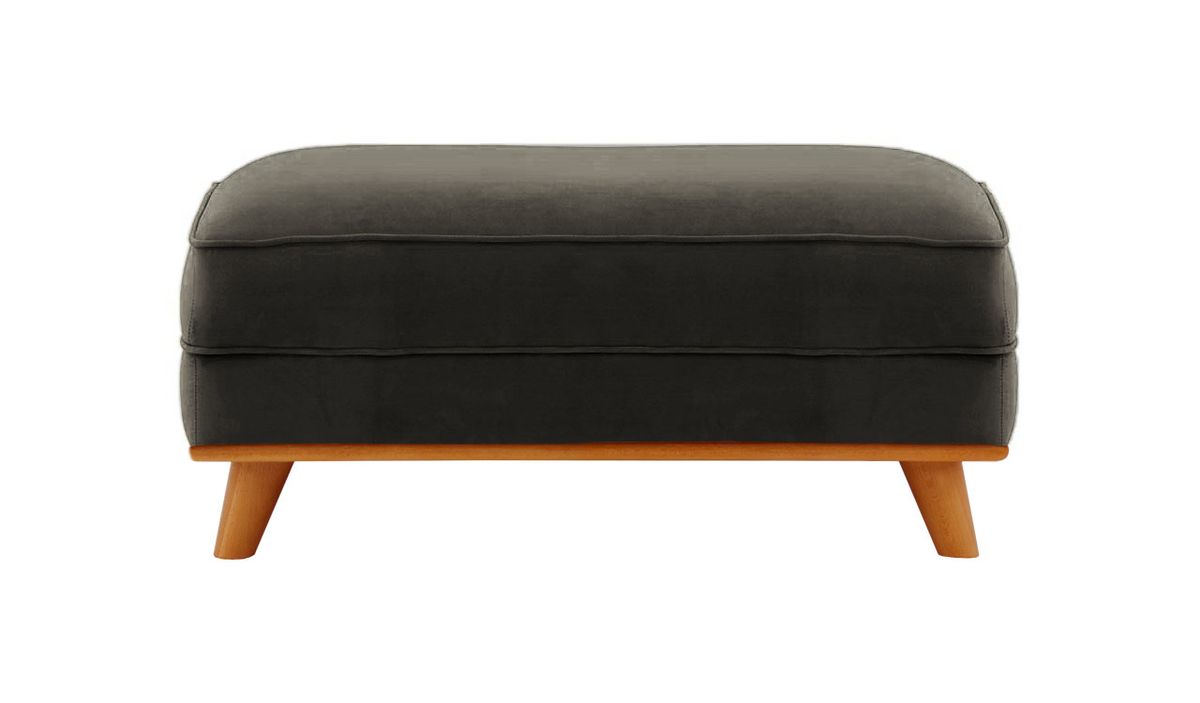 Pouf Farrow, noir - Velluto 20, Couleur des pieds: aveo