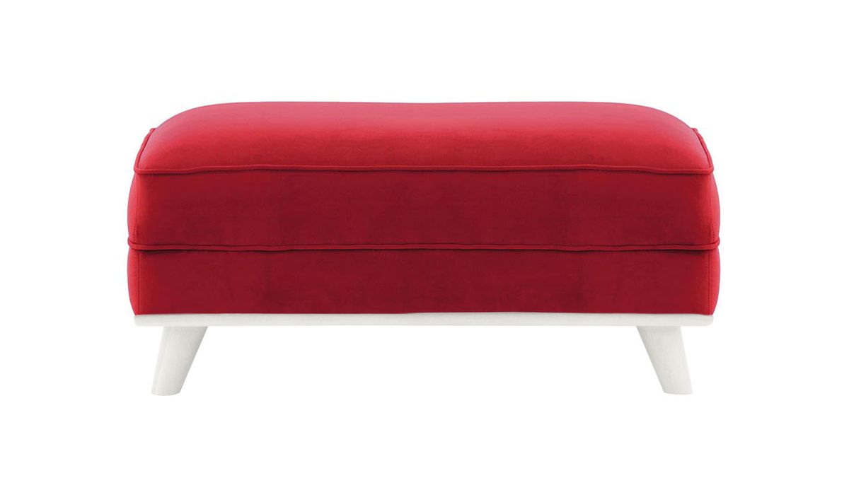 Pouf Farrow, rouge - Velluto 7, Couleur des pieds: Blanc