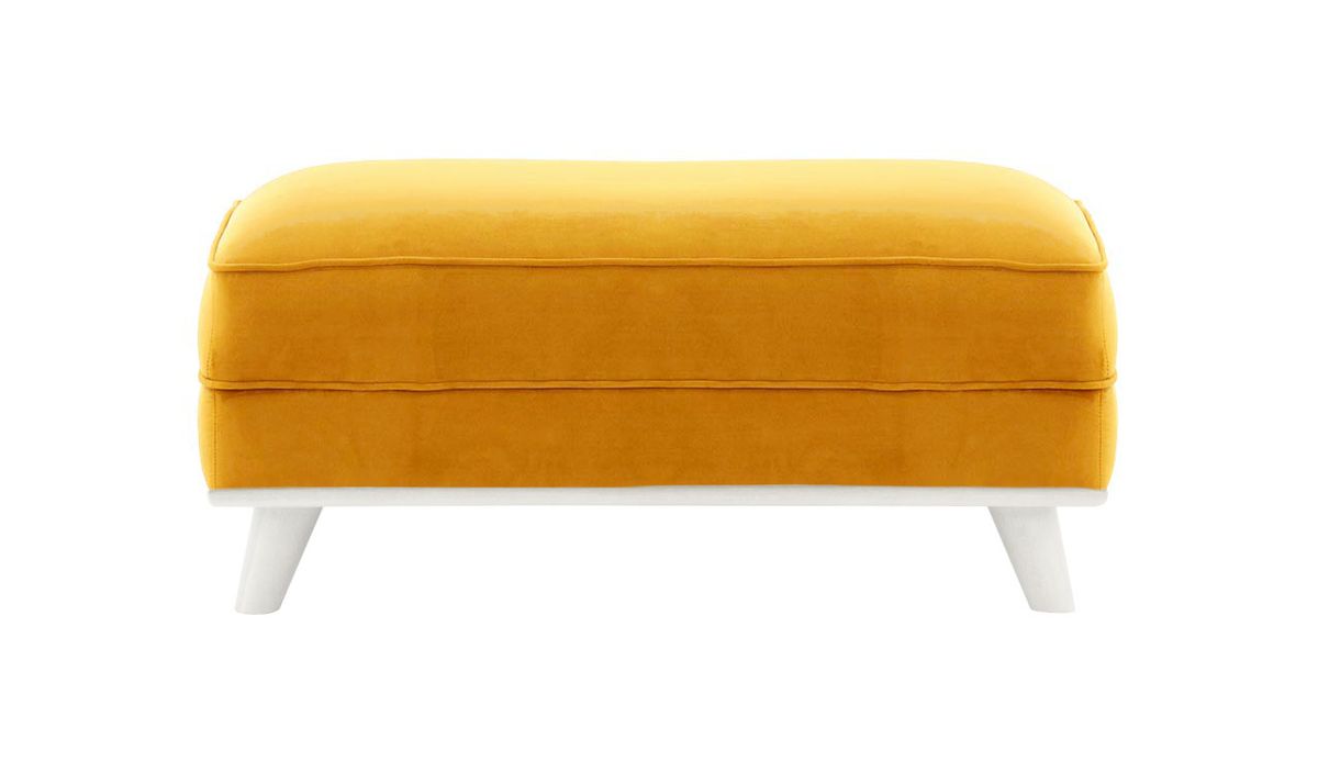 Pouf Farrow, moutarde - Velluto 8, Couleur des pieds: Blanc