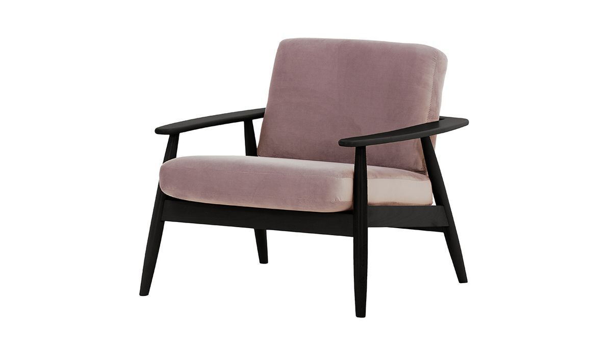 Fauteuil Demure, lila/rose - Velluto 14, Couleur des pieds: Noir
