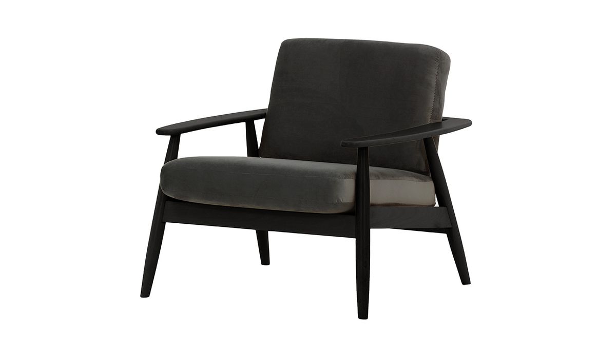 Fauteuil Demure, graphite - Velluto 19, Couleur des pieds: Noir