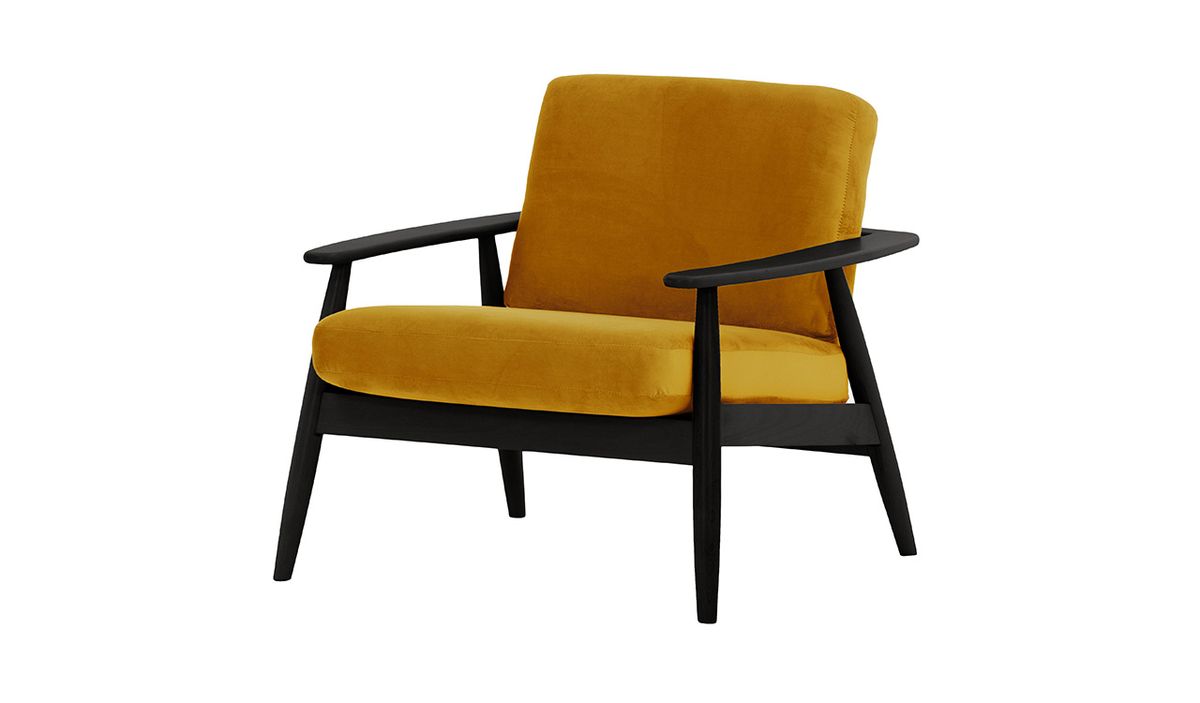 Fauteuil Demure, moutarde - Velluto 8, Couleur des pieds: Noir