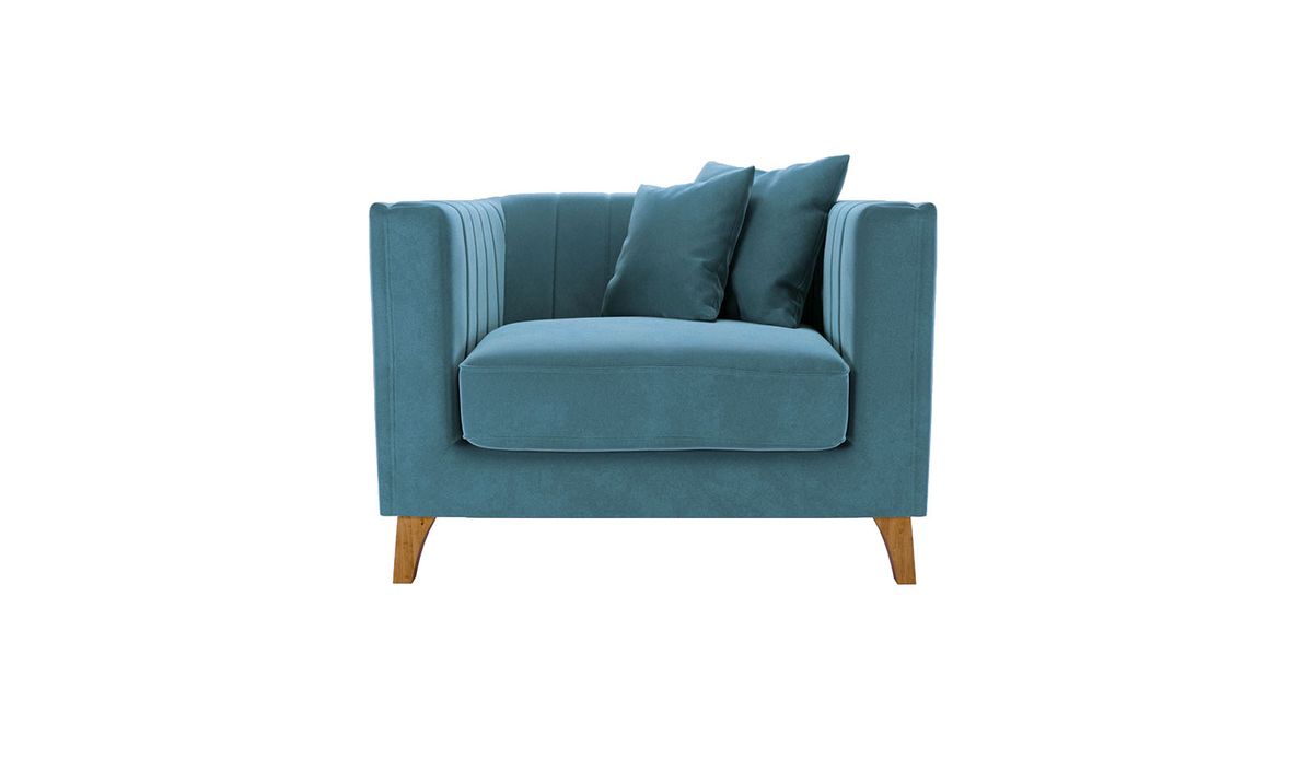 Fauteuil Barra, bleu - Velluto 12, Couleur des pieds: aveo