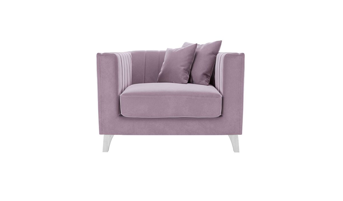 Fauteuil Barra, lila/rose - Velluto 14, Couleur des pieds: Blanc
