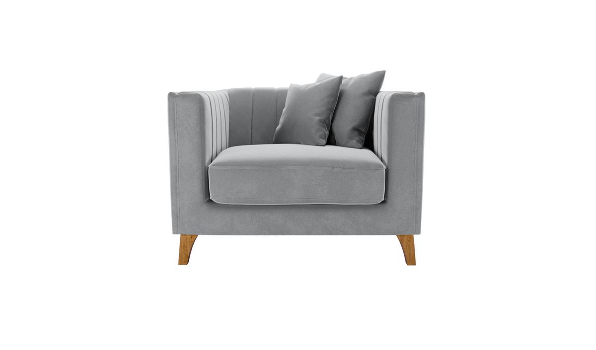 Fauteuil Barra, gris clair - Velluto 15, Couleur des pieds: aveo