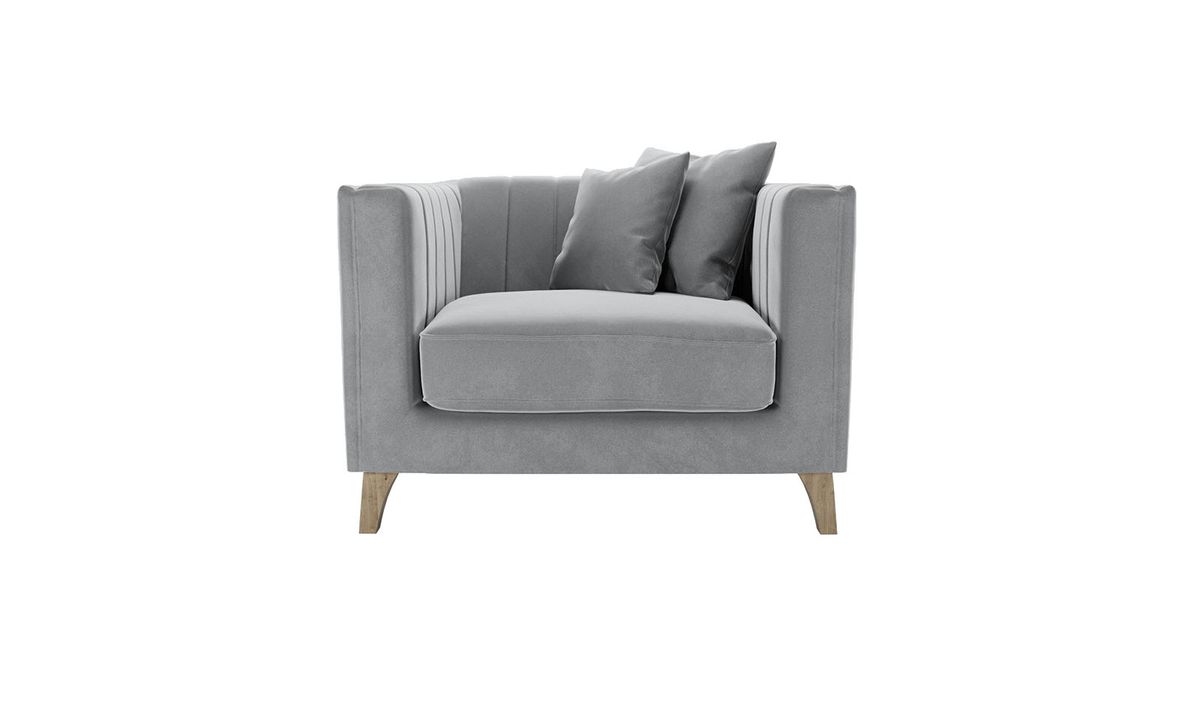Fauteuil Barra, gris clair - Velluto 15, Couleur des pieds: Noir wax