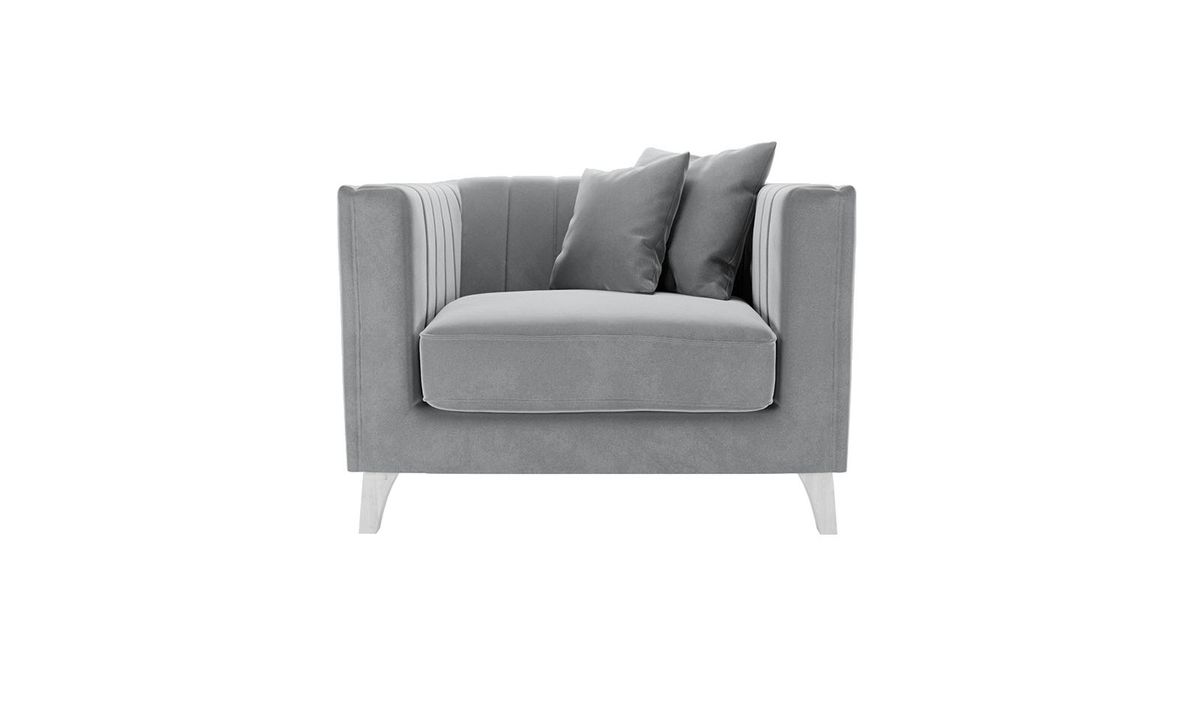 Fauteuil Barra, gris clair - Velluto 15, Couleur des pieds: Blanc