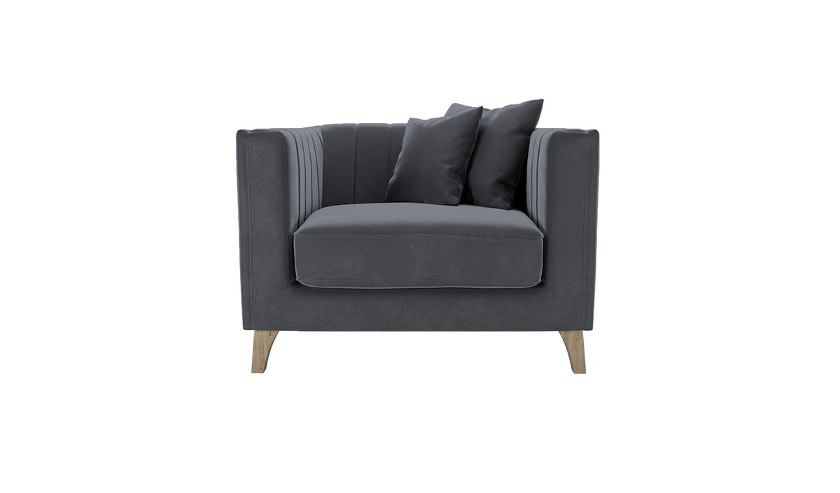 Fauteuil Barra, graphite - Velluto 19, Couleur des pieds: Noir wax