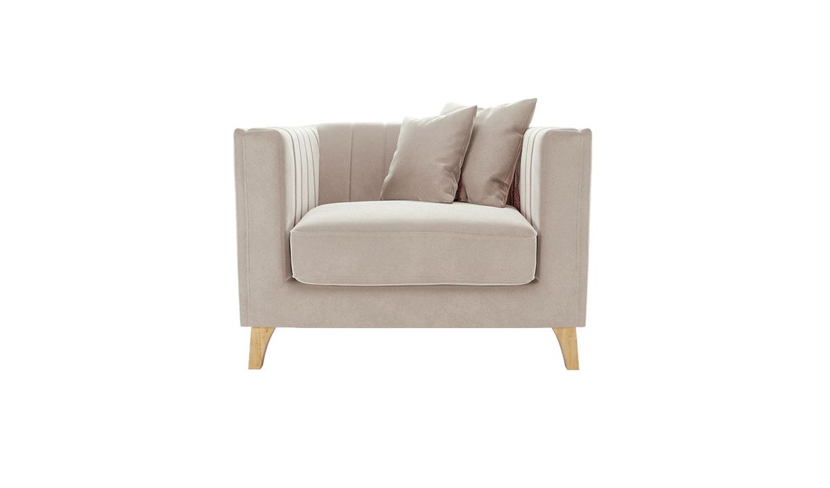 Fauteuil Barra, beige clair - Velluto 2, Couleur des pieds: Chêne clair
