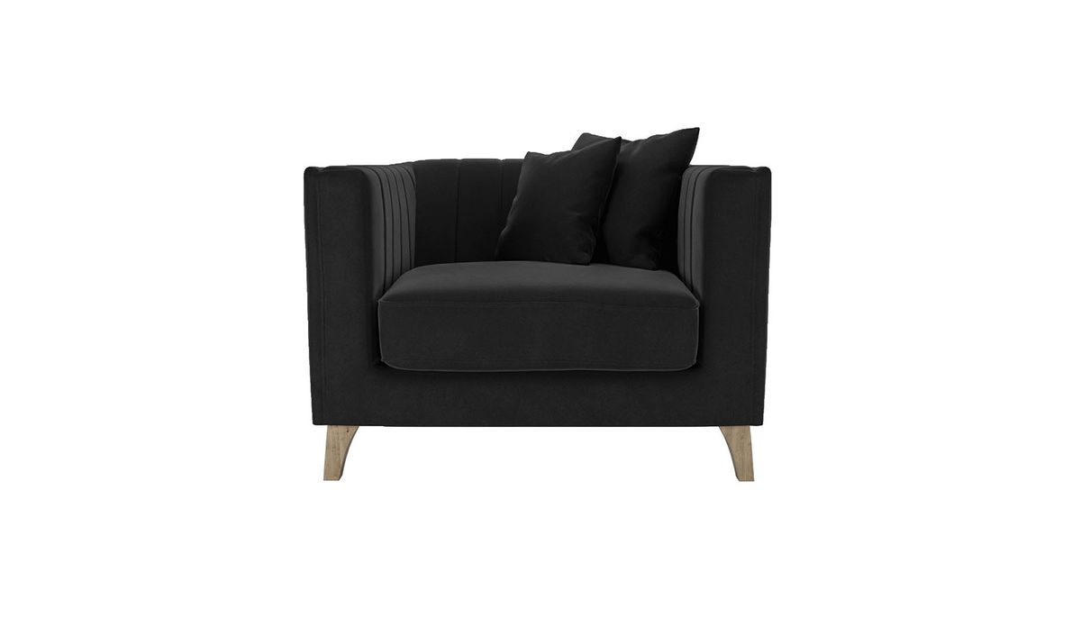 Fauteuil Barra, noir - Velluto 20, Couleur des pieds: Noir wax
