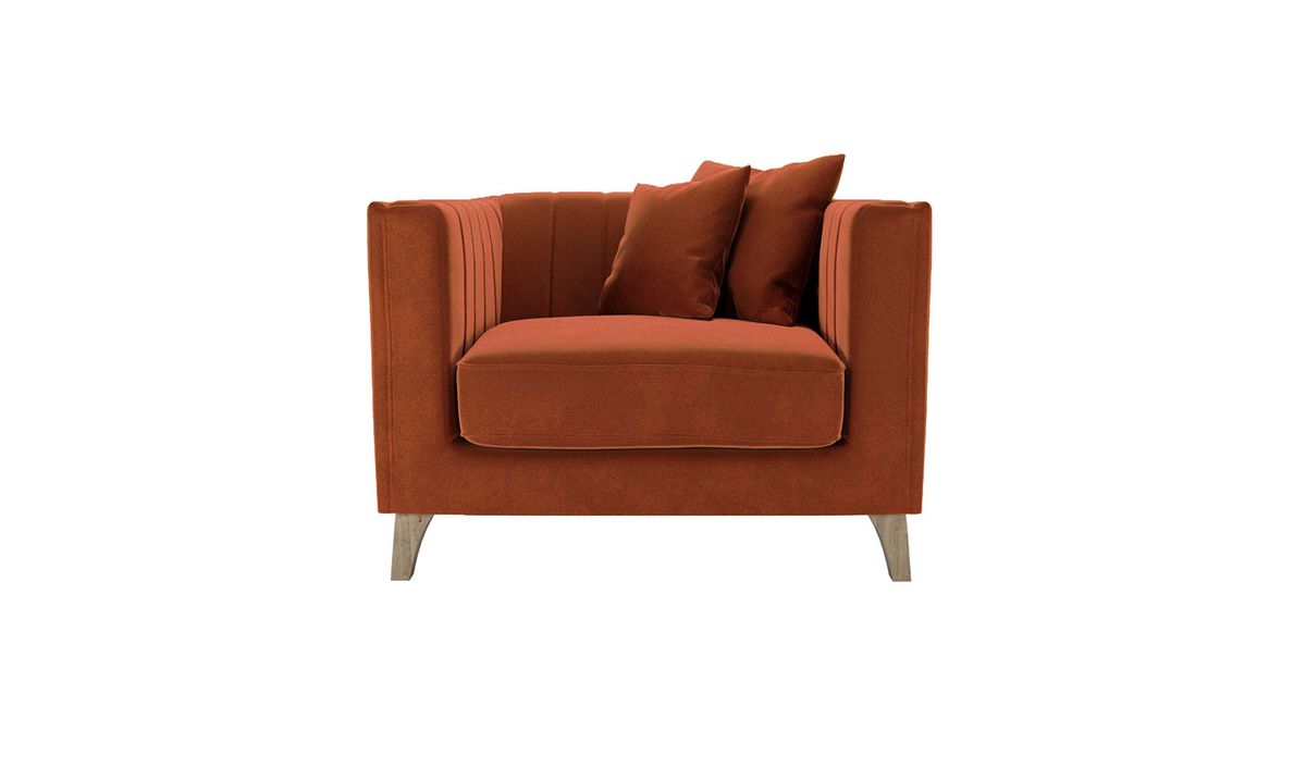 Fauteuil Barra, Velluto 33 - orange rouillé, Couleur des pieds: Noir wax