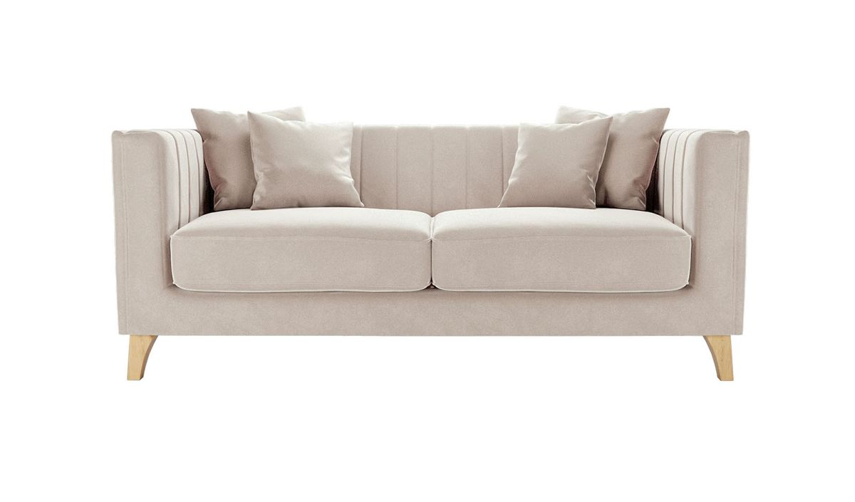 Canapé deux places Barra, beige clair - Velluto 2, Couleur des pieds: Chêne clair