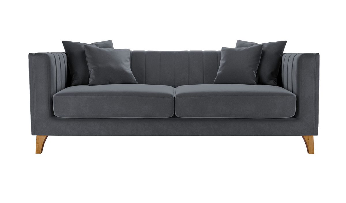 Canapé trois places Barra, graphite - Velluto 19, Couleur des pieds: aveo