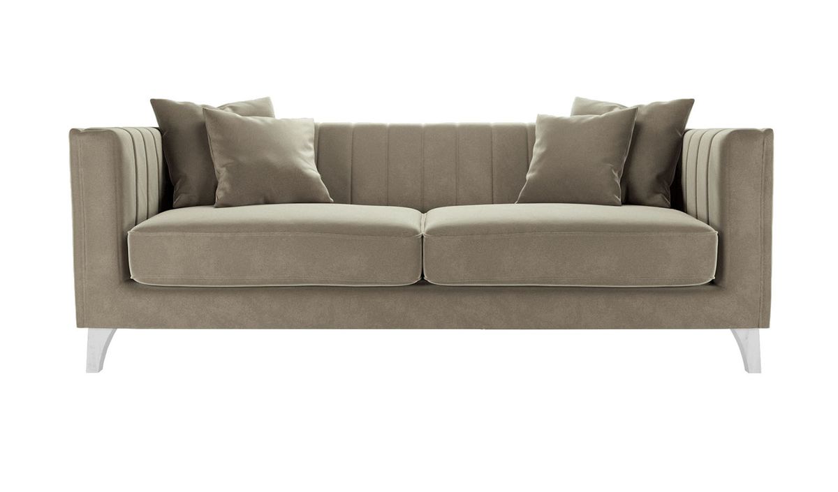 Canapé trois places Barra, beige - Velluto 3, Couleur des pieds: Blanc
