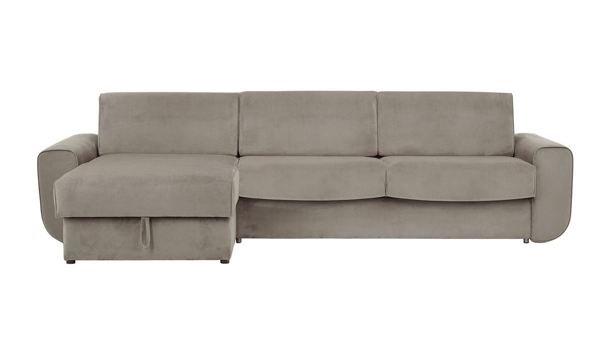Salsa – canapé d’angle gauche avec fonction lit et coffre de rangement, beige - Velluto 3