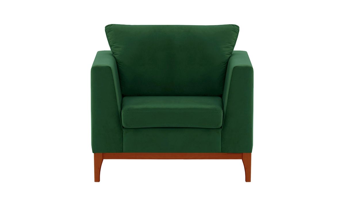 Fauteuil Gosena Wood, vert foncé - Velluto 10, Couleur des pieds: aveo